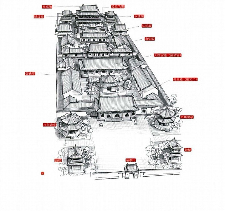 穿墻透壁，手繪中國古代經(jīng)典古建筑