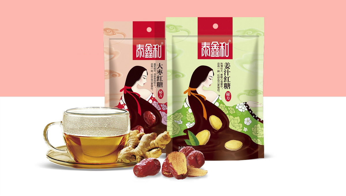 古風(fēng)美人紅糖食品包裝設(shè)計(jì)：甜蜜在心中寵愛(ài)