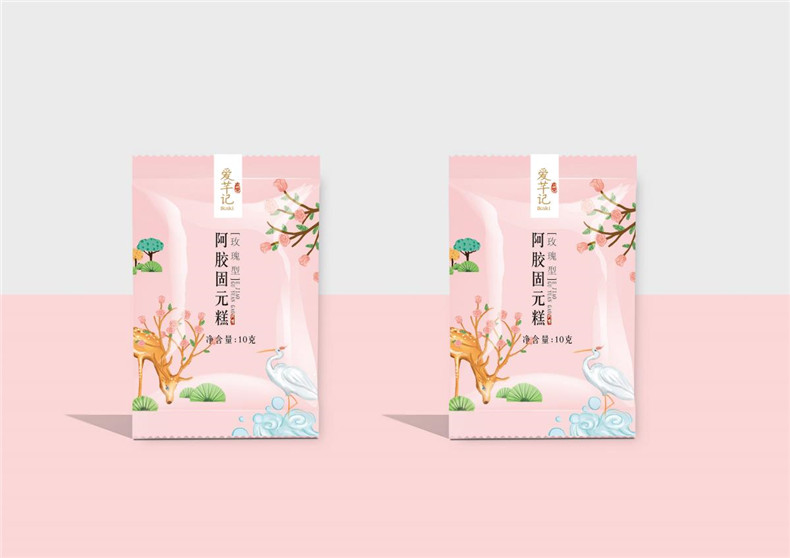 阿膠糕紅糖食品包裝水墨風設計