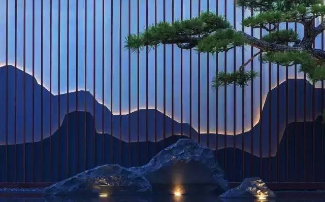 中式景觀流行設(shè)計元素：山水景墻