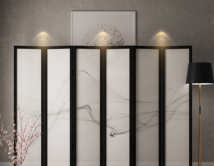 煙縷油布屏風(fēng)，簡約現(xiàn)代中式屏風(fēng)
