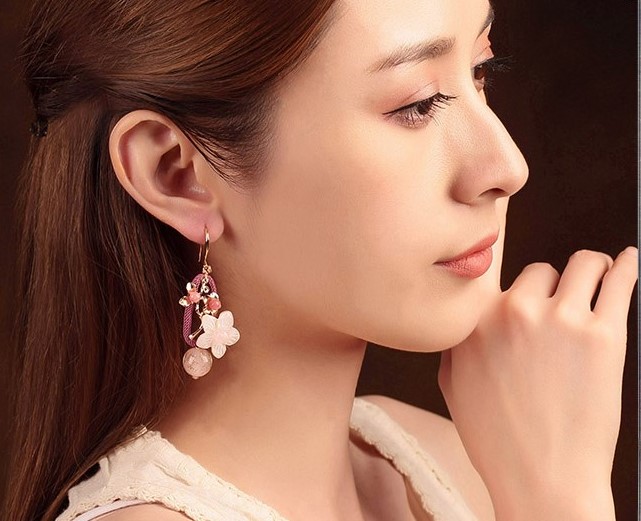 琉璃貝殼耳墜耳環(huán)，古風(fēng)嬌美耳環(huán)