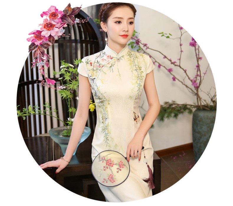 綠盈柳絲繡花旗袍，清新唯美旗袍裙