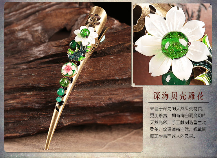 春意盎然發(fā)夾，古典盤發(fā)大發(fā)夾頭飾