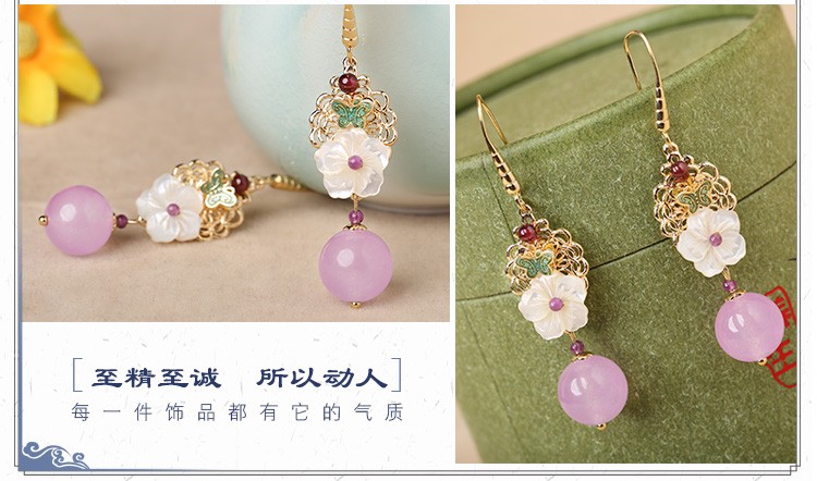 旖然雅意耳環(huán)，清新氣質(zhì)花朵耳環(huán)首飾