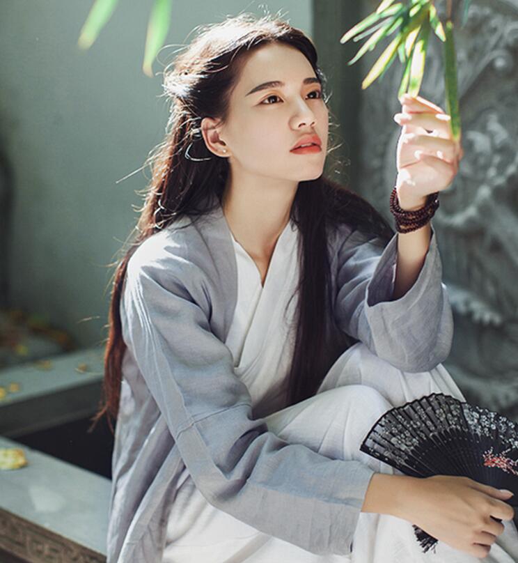 兩款復古亞麻民國風漢服，白色簡約中式漢服