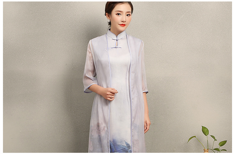 溫婉優(yōu)雅淡紫旗袍，文藝復古氣息旗袍裙