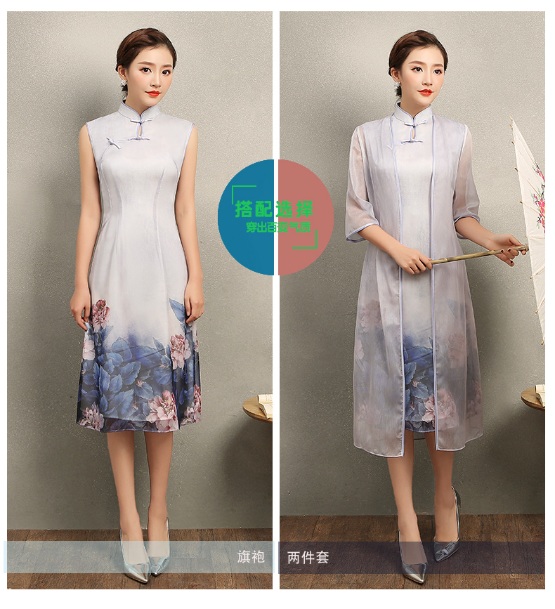溫婉優(yōu)雅淡紫旗袍，文藝復古氣息旗袍裙
