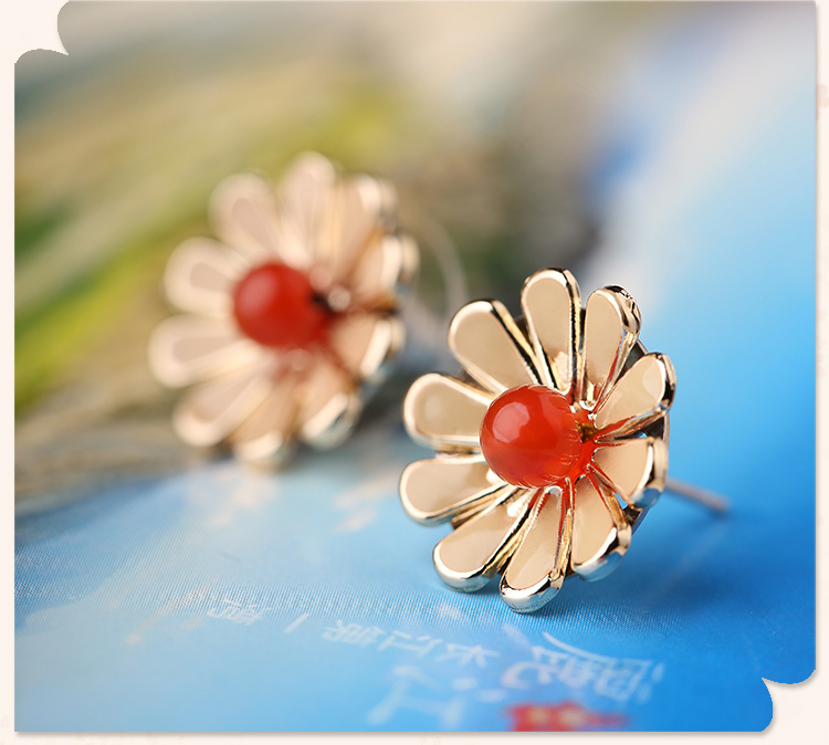 復(fù)古風(fēng)花朵小巧耳釘，簡約時(shí)尚瑪瑙耳釘首飾