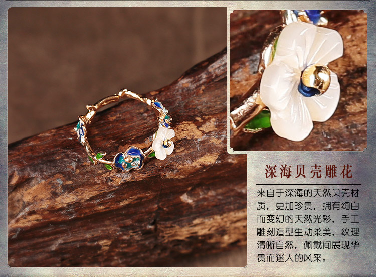 花清典雅指環(huán)，中國風簡約戒指首飾