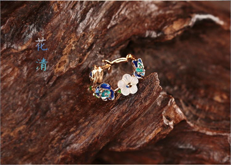 花清典雅指環(huán)，中國風簡約戒指首飾