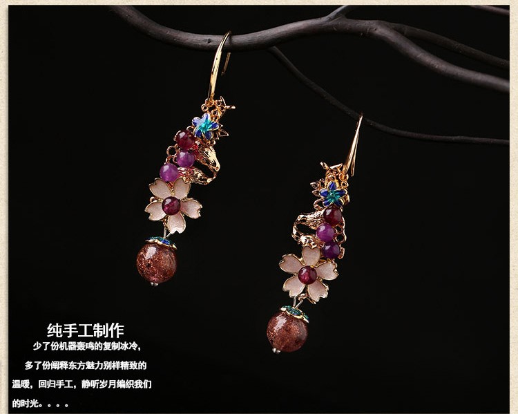 民族風(fēng)景泰藍琉璃耳墜氣質(zhì)古風(fēng)耳環(huán)首飾