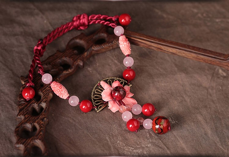 中國風(fēng)紅色腳鏈花重錦冠飾品