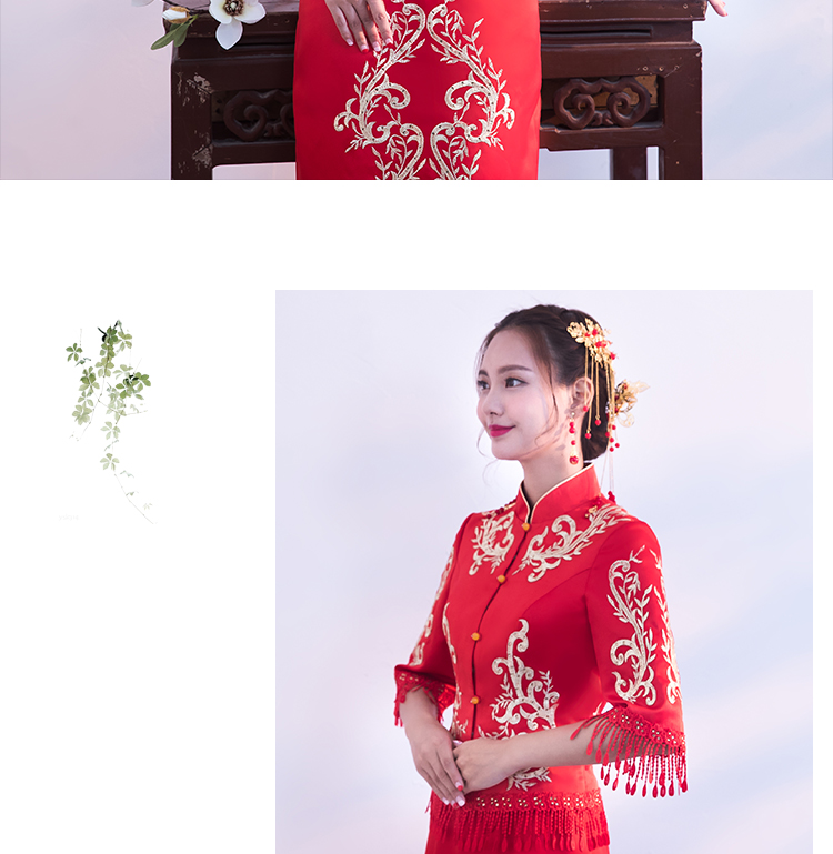時尚修身新娘結(jié)婚禮服，龍鳳褂中式禮服