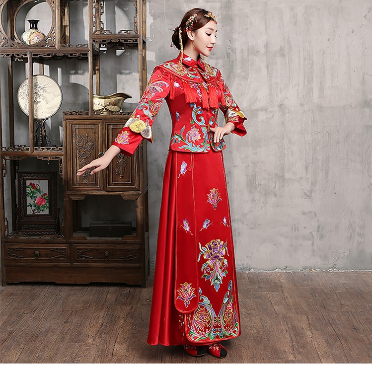 花開并蒂新娘禮服，氣質(zhì)中式禮服