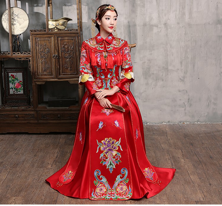 花開并蒂新娘禮服，氣質(zhì)中式禮服