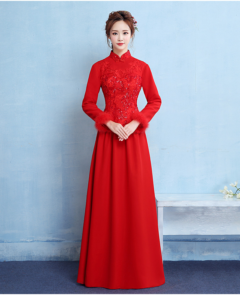古典中式禮服，中國(guó)風(fēng)保暖晚禮服