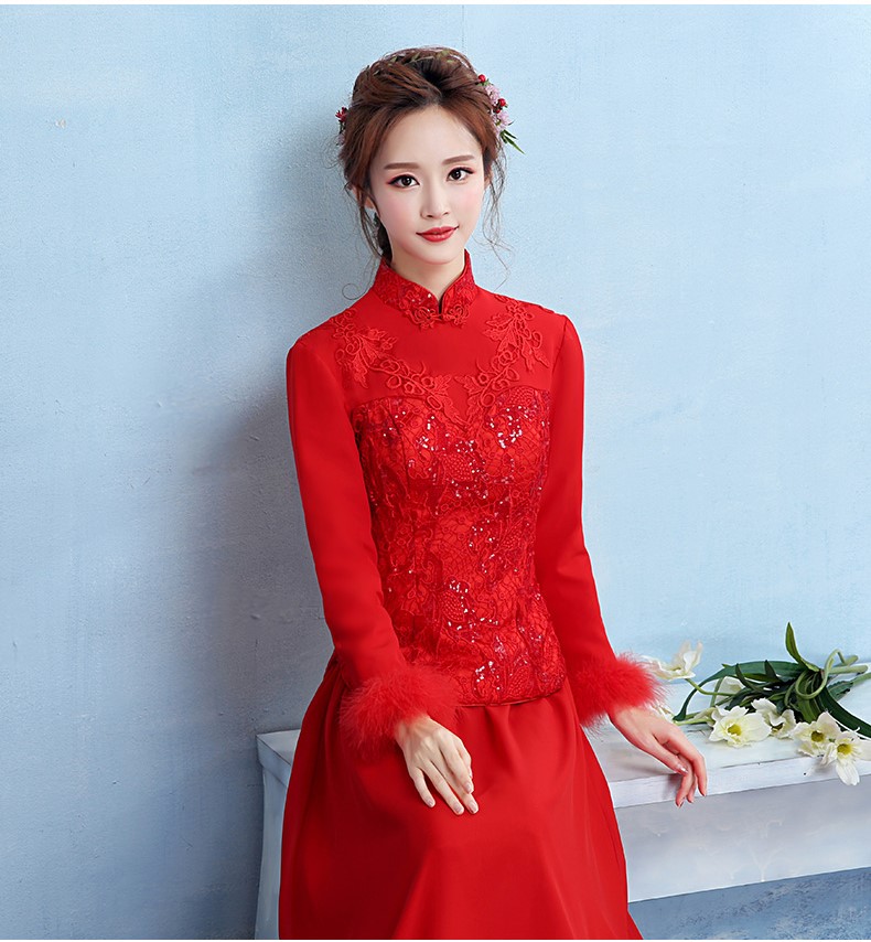 古典中式禮服，中國(guó)風(fēng)保暖晚禮服