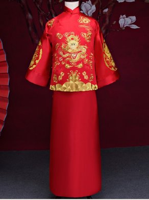 金龍男士古裝中式禮服，復(fù)古中國風(fēng)新郎禮服