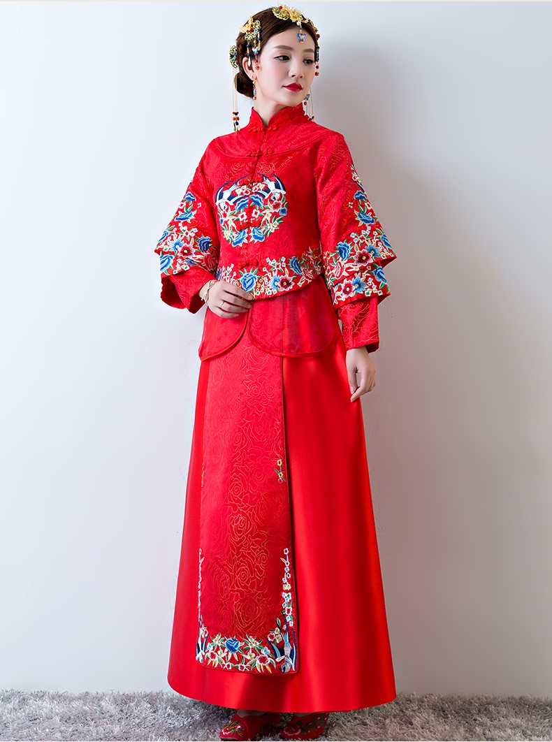 古色古香中式禮服，中國風(fēng)新娘結(jié)婚禮服