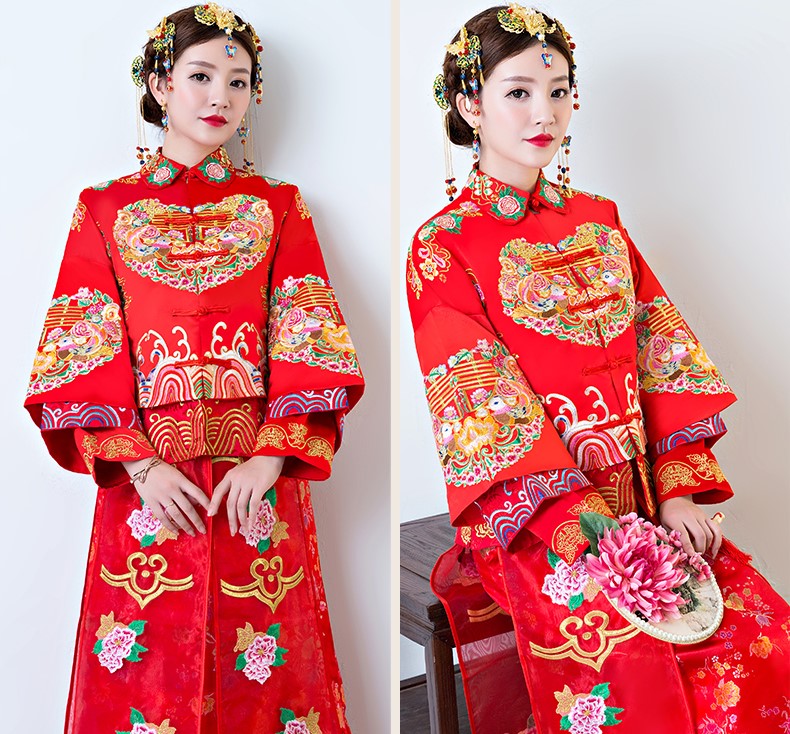 中國古典元素中式禮服，中國風(fēng)新娘結(jié)婚禮服