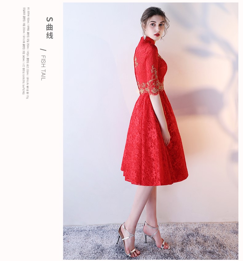 性感優(yōu)雅中式禮服，復(fù)古浪漫蕾絲晚禮服