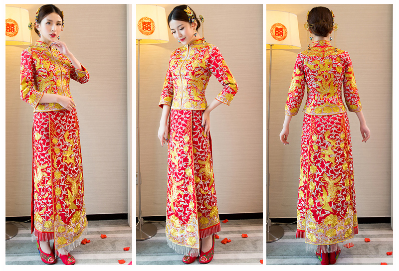 龍鳳褂中式婚禮禮服，時尚中國風(fēng)新娘禮服