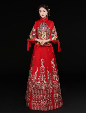 時(shí)尚中國風(fēng)新娘禮服，結(jié)婚禮服中式禮服