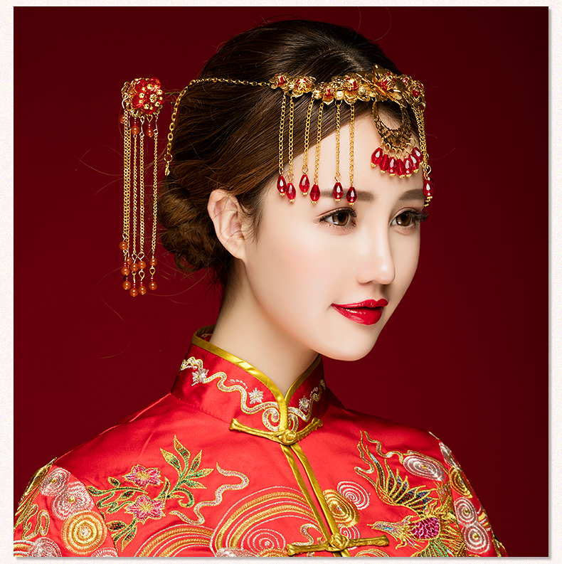 中式古典步搖額飾，優(yōu)雅高貴眉心墜