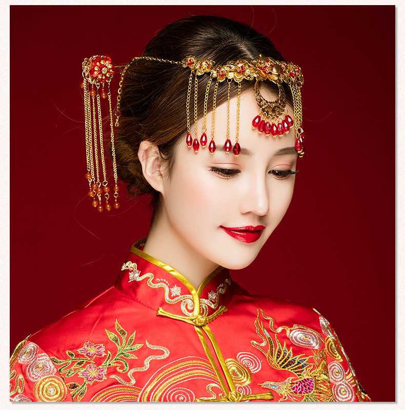 中式古典步搖額飾，優(yōu)雅高貴眉心墜