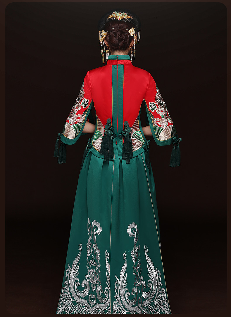 秋季新款紅色敬酒服，改良旗袍長款