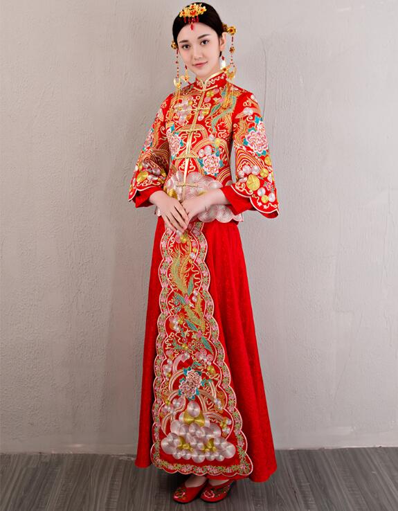 中國風(fēng)龍鳳褂刺繡禮服中式婚禮禮服