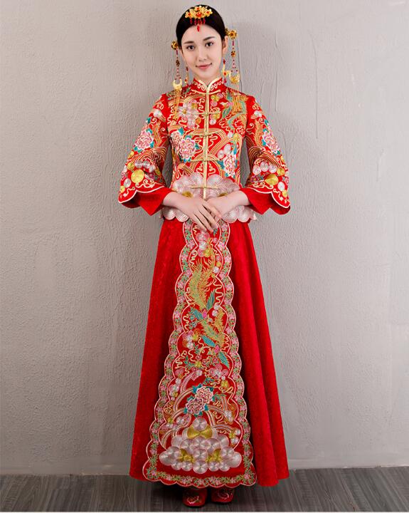 中國風(fēng)龍鳳褂刺繡禮服中式婚禮禮服