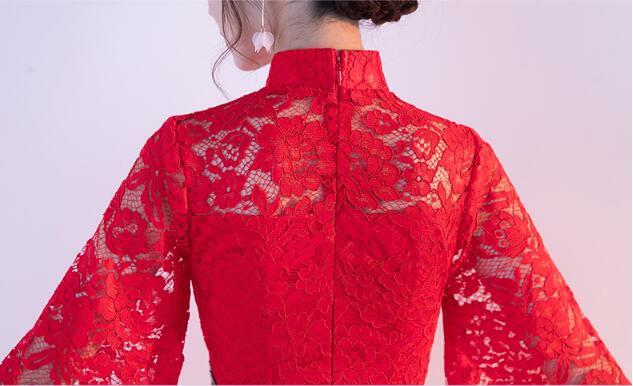 復古立領(lǐng)中袖中式禮服