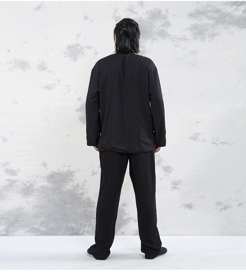 晨練服套裝中國風(fēng)太極服春兩面穿中山裝