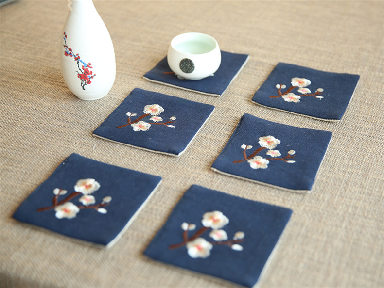 中國風(fēng)刺繡花桌旗梅花茶席布藝禪意