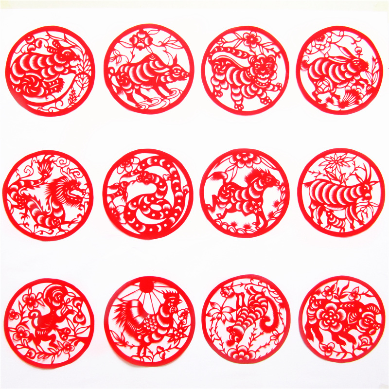 十二生肖純手工精美剪紙畫(huà)
