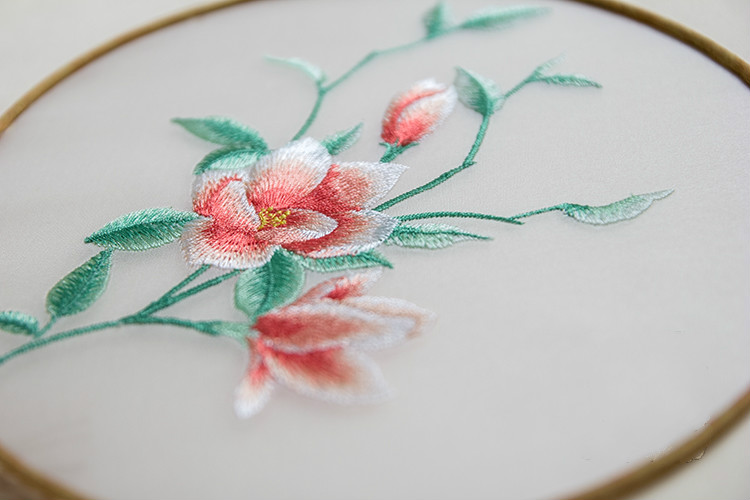古典茉莉花刺繡團扇，復古繡花宮扇工藝扇子
