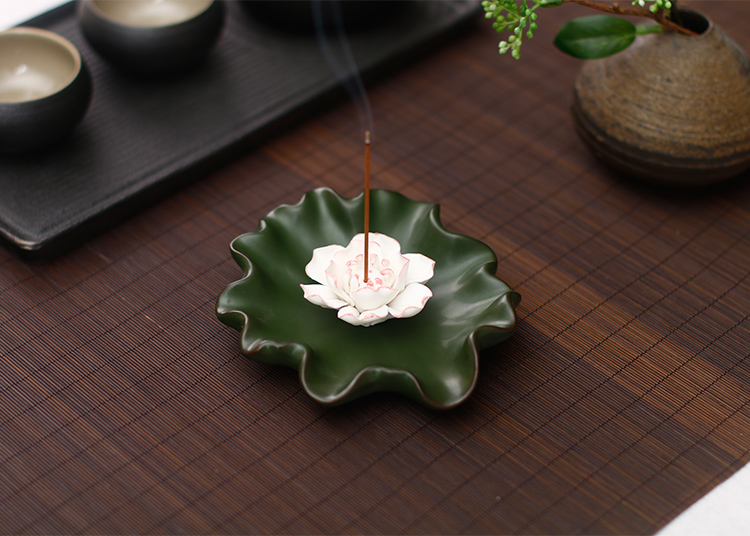 蓮花香爐香插線香爐，創(chuàng)意唯美中式陶瓷熏香爐