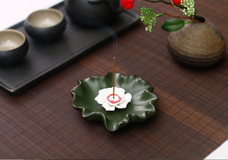 蓮花香爐香插線香爐，創(chuàng)意唯美中式陶瓷熏香爐