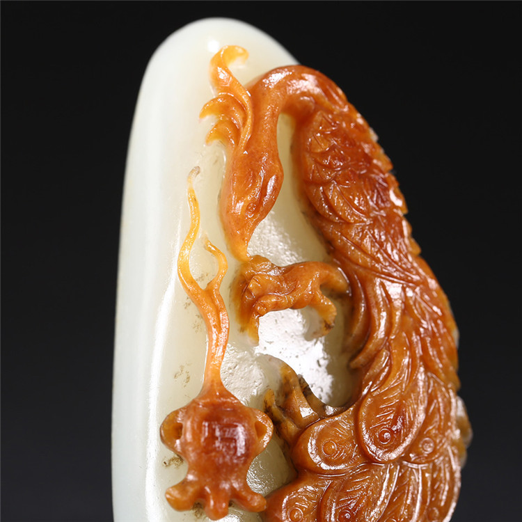 白玉項(xiàng)鏈優(yōu)雅孔雀吊墜，錦繡前程玉石掛墜