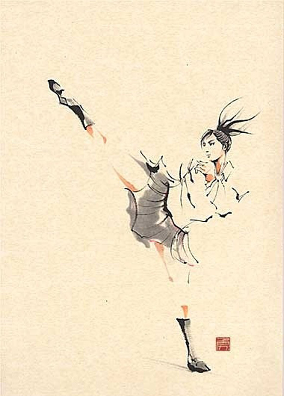 日本勝亦勇水墨功夫中華武術(shù)插畫(四)