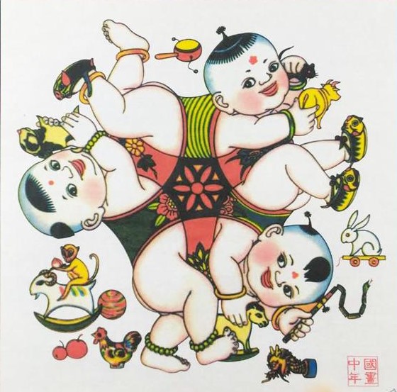 十款民間工藝年畫，古風(fēng)手繪童趣中國年畫