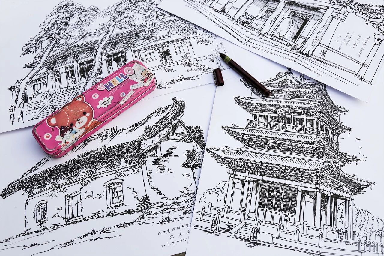 用繪畫記錄寺廟建筑:愛上了山西的古建筑