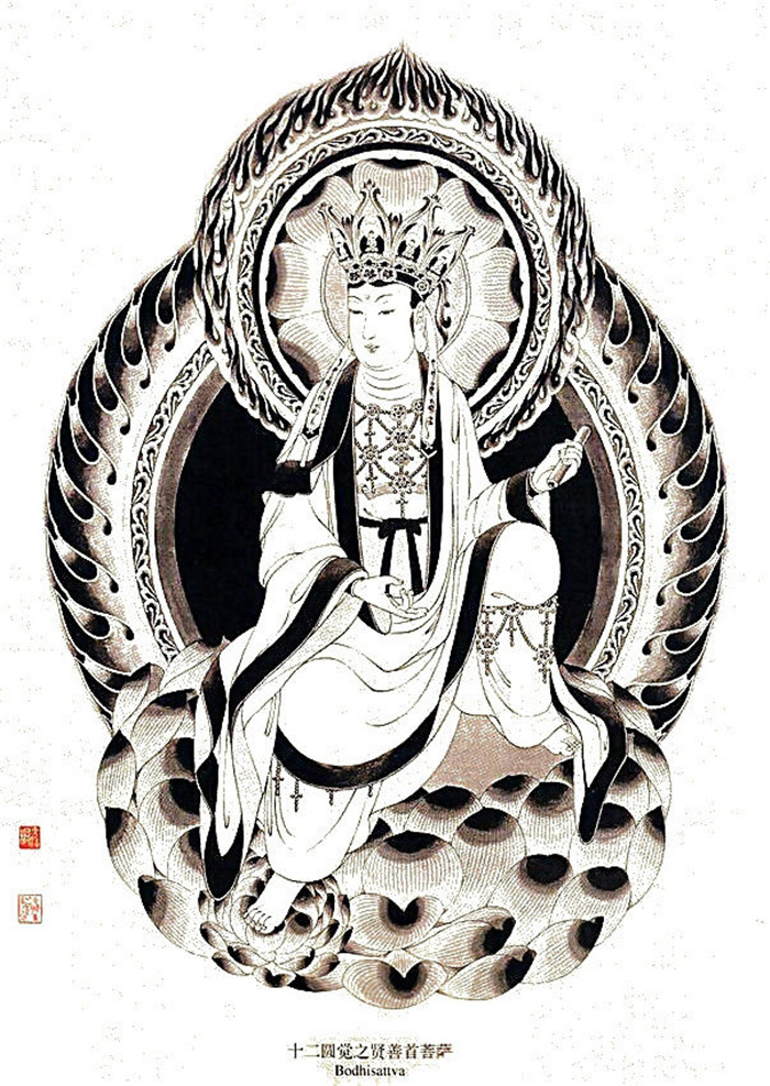 中國(guó)傳統(tǒng)菩薩大菩薩國(guó)畫白描欣賞