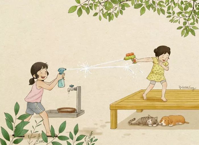 暖心插畫：有你的陪伴，童年從來不孤單