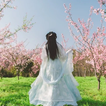 海棠花開女生頭像，唯美古風真人頭像