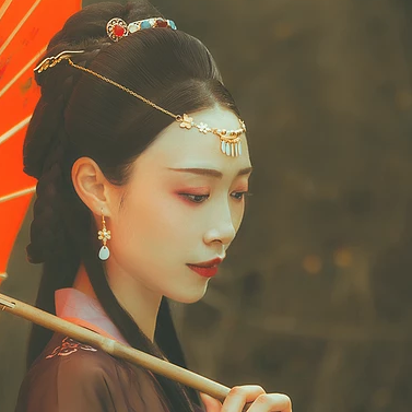 古典少女帶團(tuán)扇女生頭像，唯美古風(fēng)真頭像