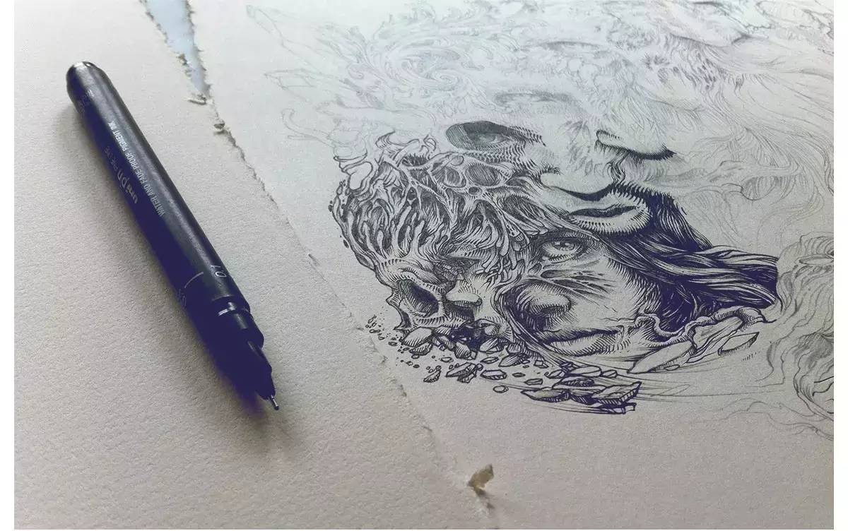 驚嘆的黑白手繪插畫，膩害了!