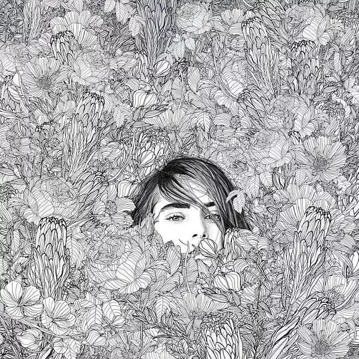 美人與花插畫(huà)：用線條淋漓盡致展現(xiàn)女性魅力！